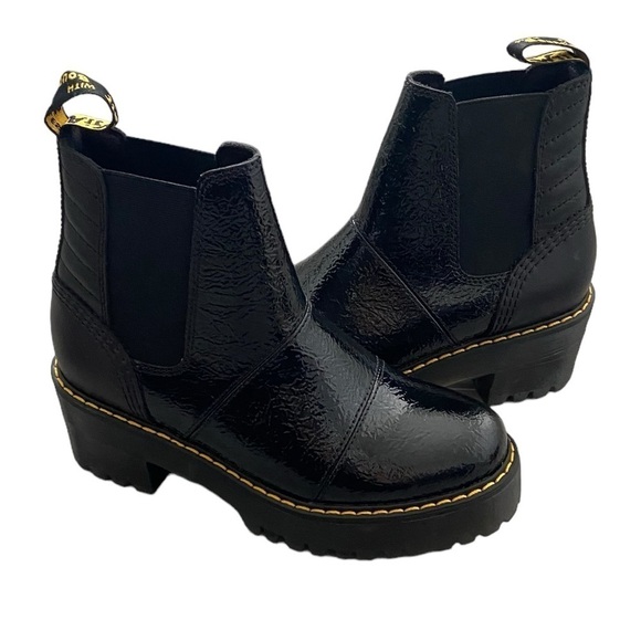 NEW Dr. Martens Rozalie Distressed Patent Heeled Chelsea Boots in Black size 7 - Picture 5 of 11